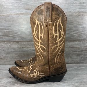 Justin BRL9754 Women's Cross Embroidered Gray Leather Western Cowboy Boots